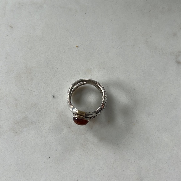 Silver ring with amber with touches of plated gold - Picture 3 of 3